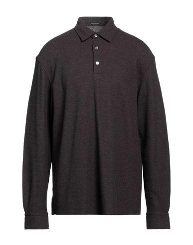 Shop Zegna Man Polo Shirt Deep Purple Size 46 Cotton, Cashmere, Calfskin