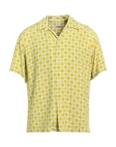 Shop Sandro Man Shirt Acid Green Size L Viscose