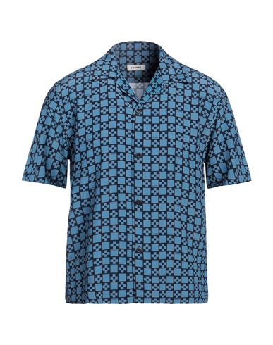 Shop Sandro Man Shirt Pastel Blue Size M Viscose