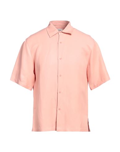 Shop Sandro Man Shirt Blush Size L Viscose, Linen In Pink