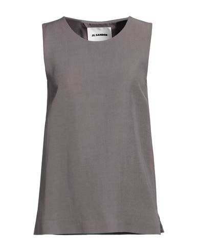 Shop Jil Sander Woman Top Dove Grey Size 10 Viscose, Linen