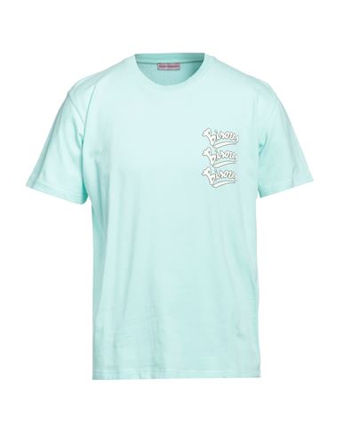 Shop Bisous Man T-shirt Turquoise Size M Cotton In Blue