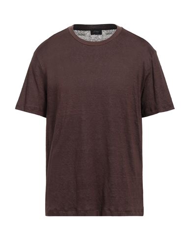 Shop Brioni Man T-shirt Dark Brown Size Xxl Linen
