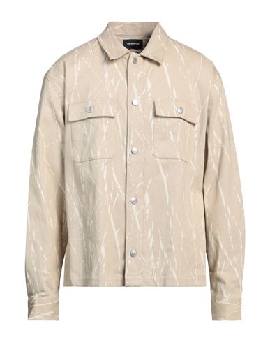 The Kooples Man Denim Shirt Beige Size Xl Cotton, Elastane