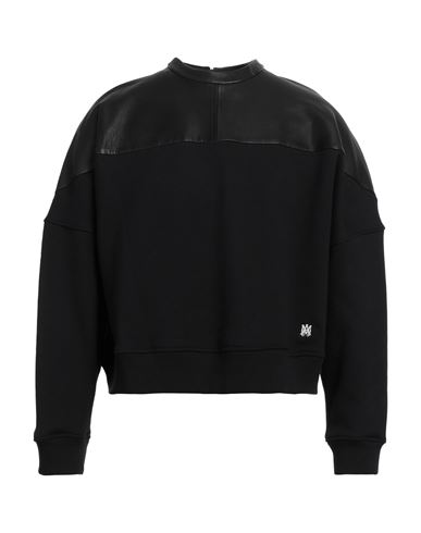 Amiri Man Sweatshirt Black Size S Cotton, Cow Leather