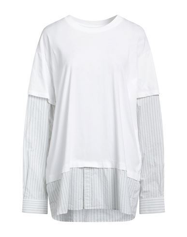 Mm6 Maison Margiela Woman T-shirt White Size Xs Cotton, Elastane
