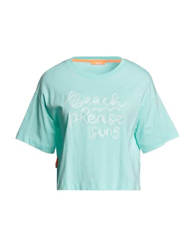 Shop Suns Woman T-shirt Turquoise Size L Cotton In Blue