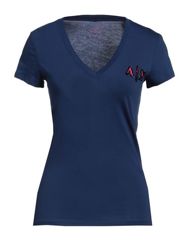 Shop Armani Exchange Woman T-shirt Navy Blue Size S Cotton