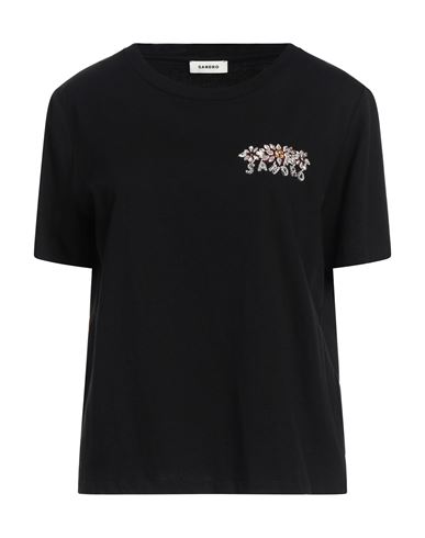 Shop Sandro Woman T-shirt Black Size 0 Cotton, Brass, Glass