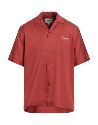 Shop Carhartt Man Shirt Brick Red Size M Tencel, Cotton