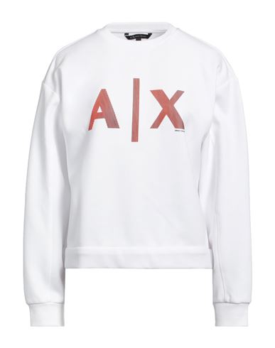Shop Armani Exchange Woman Sweatshirt White Size L Polyester, Cotton