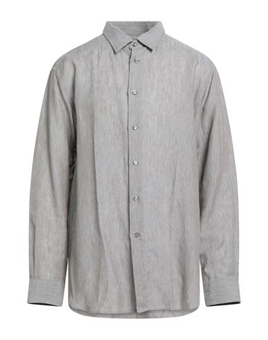 Brioni Man Shirt Grey Size 3xl Linen In Gray
