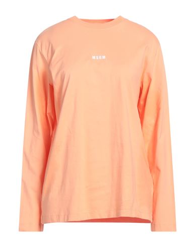 Msgm Woman T-shirt Apricot Size M Cotton In Orange