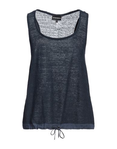 Shop Emporio Armani Woman Top Midnight Blue Size L Linen