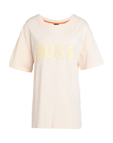 Shop Hugo Boss Boss Woman T-shirt Cream Size L Cotton In White