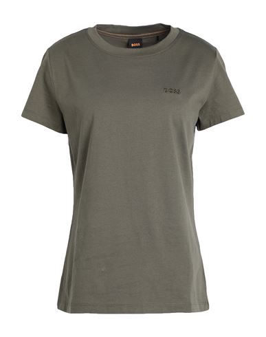 Shop Hugo Boss Boss Woman T-shirt Military Green Size Xl Cotton
