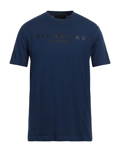 Shop John Richmond Man T-shirt Navy Blue Size Xxl Cotton