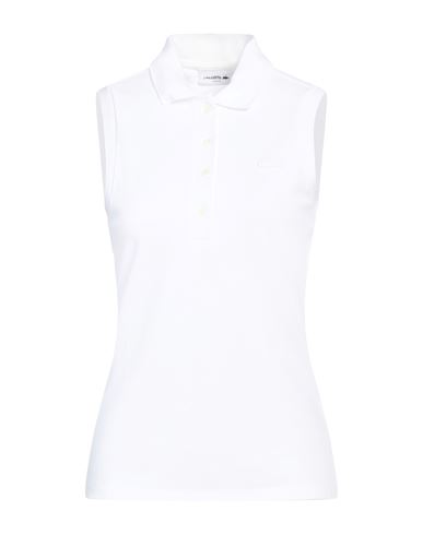 Shop Lacoste Woman Polo Shirt White Size 8 Cotton, Elastane