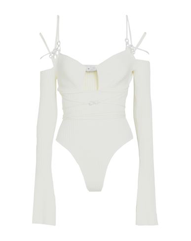 Shop Mach & Mach Woman Bodysuit Cream Size M Viscose, Polyester In White
