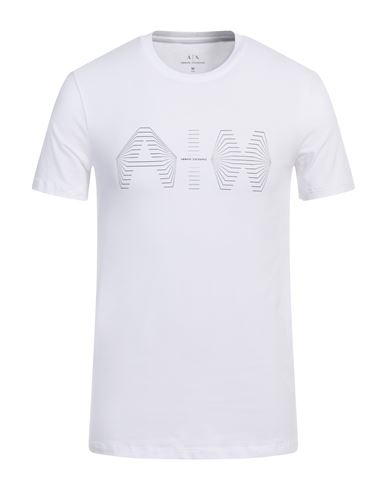 Shop Armani Exchange Man T-shirt White Size Xxl Cotton, Elastane
