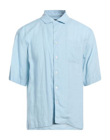 Lardini Man Shirt Sky Blue Size M Linen