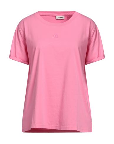 Sandro Woman T-shirt Pink Size 4 Cotton