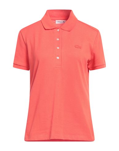 Lacoste Woman Polo Shirt Orange Size 8 Cotton, Elastane