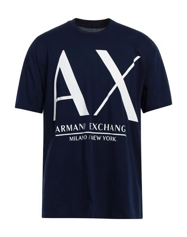 Shop Armani Exchange Man T-shirt Navy Blue Size M Cotton