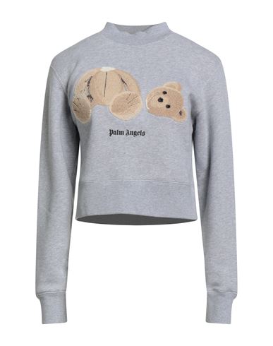 Palm Angels Woman Sweatshirt Grey Size Xxs Cotton, Elastane, Wool, Acrylic, Polyester In Gray