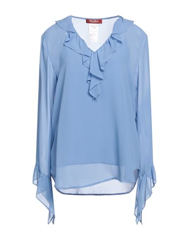 Max Mara Studio Woman Shirt Light Blue Size 10 Silk