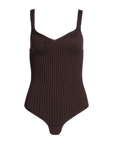 Shop Jil Sander Woman Bodysuit Cocoa Size 4 Cotton, Polyamide In Brown