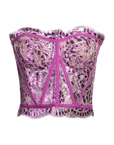 Dolce & Gabbana Woman Top Magenta Size 6 Cotton, Viscose, Polyamide In Purple