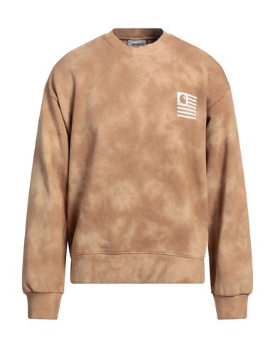Shop Carhartt Wip Man Sweatshirt Camel Size Xl Cotton, Elastane In Beige