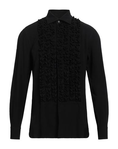 Lardini Man Shirt Black Size 16 ½ Viscose, Linen