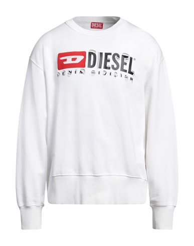 Diesel Man Sweatshirt White Size Xl Cotton, Elastane