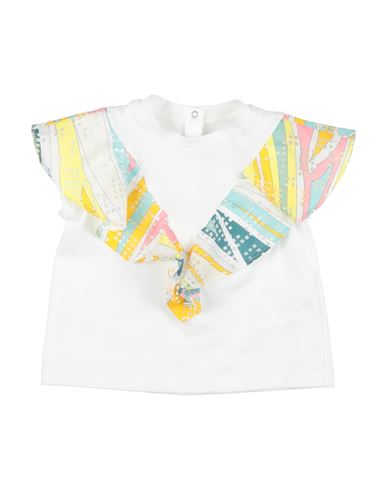 Pucci Newborn Girl T-shirt White Size 3 Cotton, Polyester In Multi