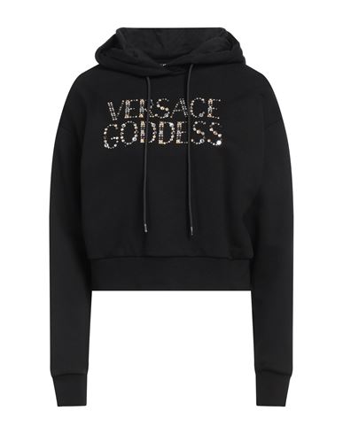 Shop Versace Woman Sweatshirt Black Size 4 Cotton, Metal, Acrylic