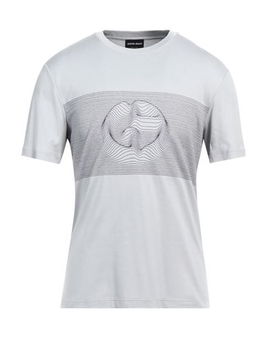 Shop Giorgio Armani Man T-shirt Light Grey Size 42 Cotton, Viscose