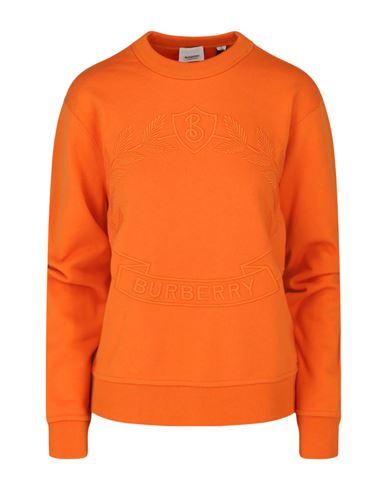 Shop Burberry Oak Leaf Crest-embroidered Sweatshirt Woman Sweatshirt Orange Size L Cotton