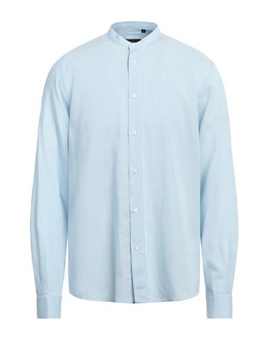 Liu •jo Man Man Shirt Sky Blue Size 15 ¾ Lyocell, Linen, Cotton In Blue