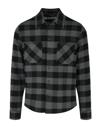 Shop Off-white Arrow Flannel Shirt Man Shirt Grey Size Xs Cotton, Polyester