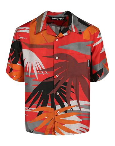 Shop Palm Angels Hawaiian Bowling Shirt Man Shirt Multicolored Size 40 Silk In Fantasy
