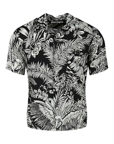 Shop Palm Angels Jungle Palms Bowling Shirt Man Shirt Multicolored Size 44 Viscose In Fantasy