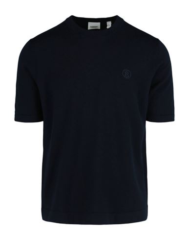 Burberry 'tb' Crewneck T-shirt Man T-shirt Blue Size S Wool, Silk, Polyamide, Elastane