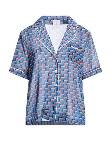 Stella Jean Woman Shirt Slate Blue Size 6 Polyester