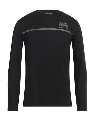 Armani Exchange Man T-shirt Black Size L Cotton In Black