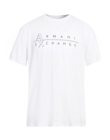 Armani Exchange Man T-shirt White Size L Cotton, Elastane In White