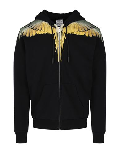 Shop Marcelo Burlon County Of Milan Marcelo Burlon Icon Wings Zip-up Sweatshirt Man Sweatshirt Black Size Xs Cotton