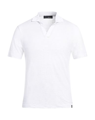 Lardini Man Polo Shirt White Size 38 Linen