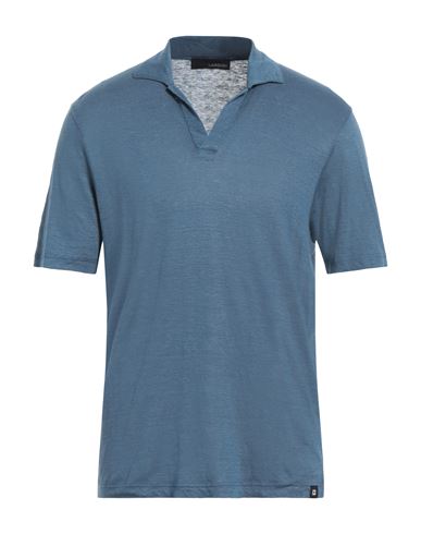 Lardini Man Polo Shirt Blue Size 40 Linen